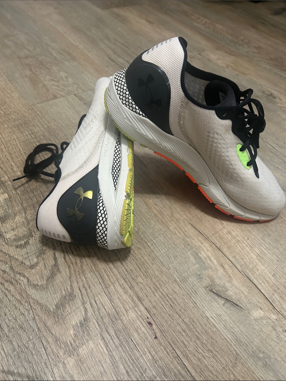 Under Armour Cream Running Shoes with Black Trim